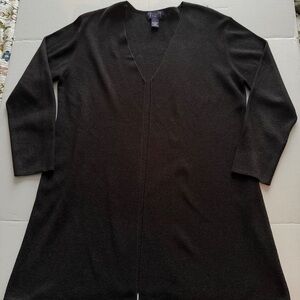 Hillard & Hanson black long cardigan with single hook&eye closure